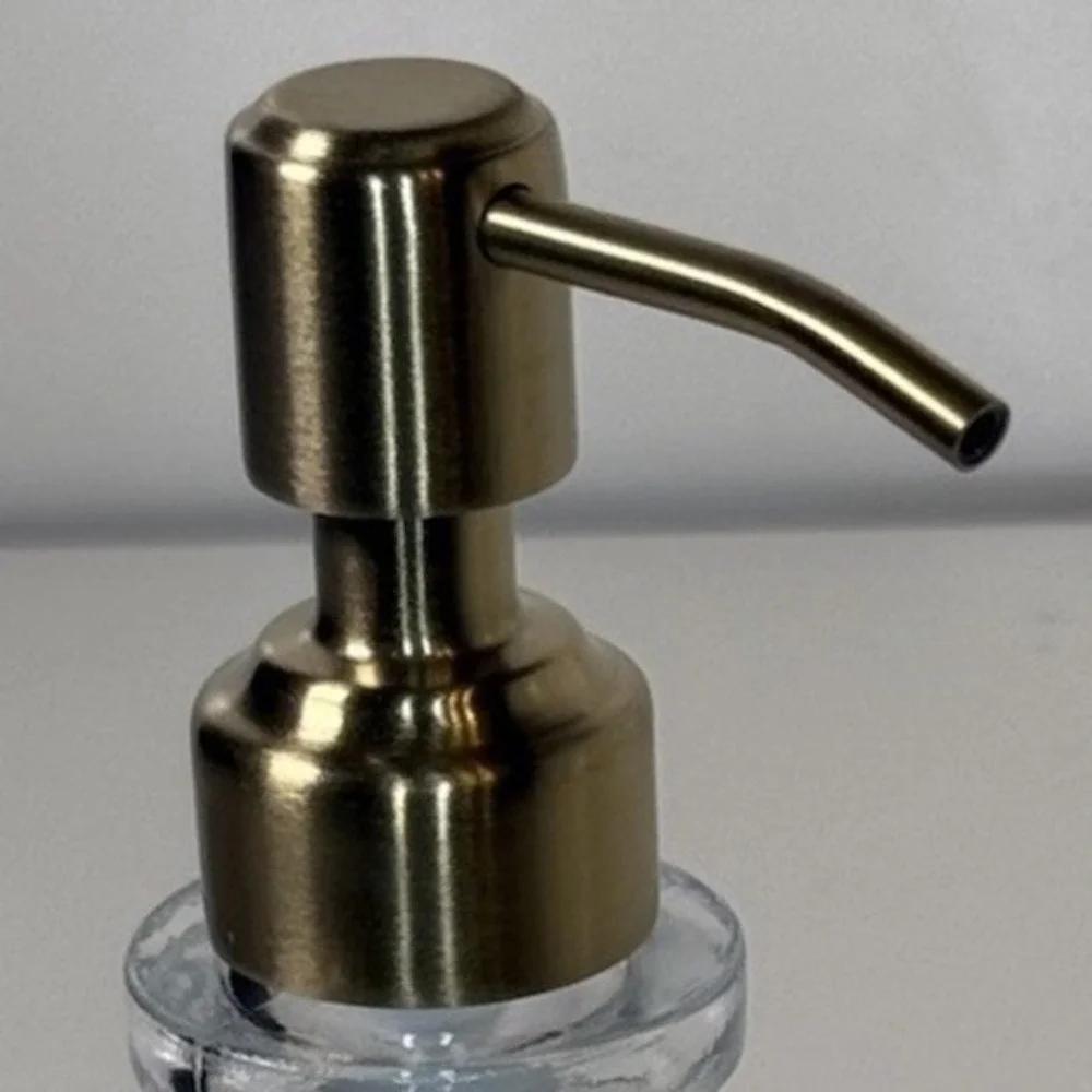 JASAI Antique Square Glass Soap Dispenser 12oz Clear Gold Pump Labels NEW‎ 81-12